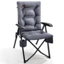 EVER ADVANCED Chaise de camping pliable avec dossier réglable en 4 positions jusqu'à 150 KG Chaise pliante 6 cm d'épaisseur Rembourrée avec poche latérale Porte-boissons Chaise de jardin avec dossier - 1