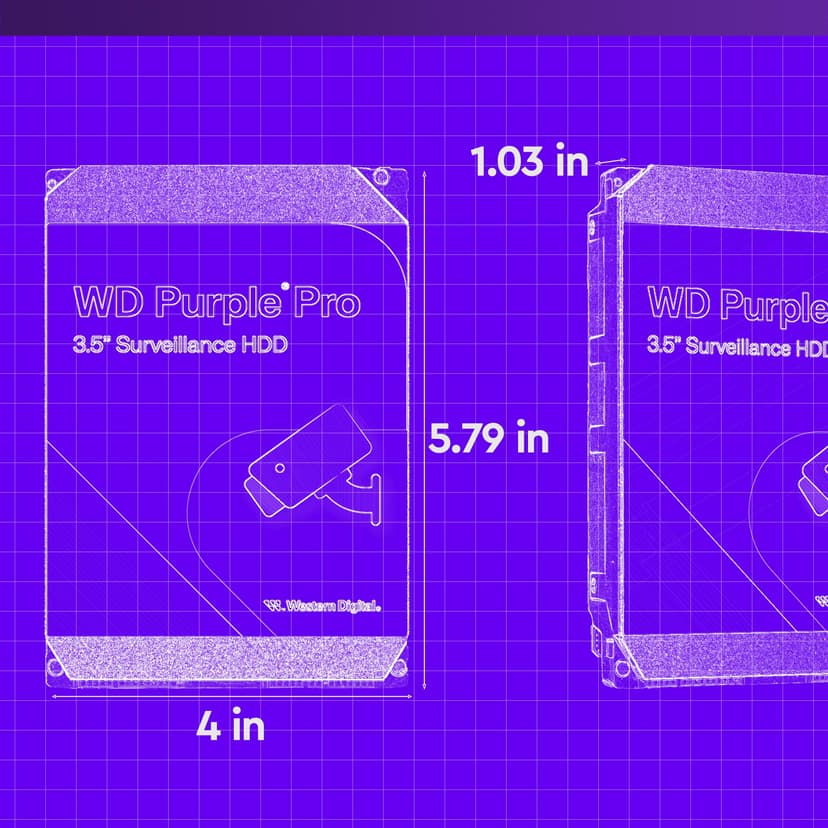 WD Purple Pro 8TB Smart Video 3.5" Internal Hard Drive, AllFrame AI Technology, 7200 RPM, SATA 6 GB/s, 550TB/yr, 256MB Cache - 3