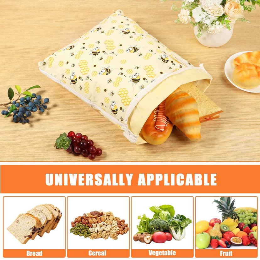 2 Pieces Beeswax Bread Bags 43cm×33cm, Reusable Bread Bags for Keeping Fresh with L Zipper and Handle, Bread Freshener Bags, Beeswax Bags - 7
