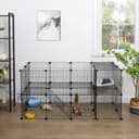 SONGMICS Pet Enclosure, LPI02H, 2 Levels, Modular Enclosure for Small Animals, Hamsters, Rabbits, Guinea Pigs, Mesh Panels, Indoor Use, 143 x 73 x 71 cm, Black - 3