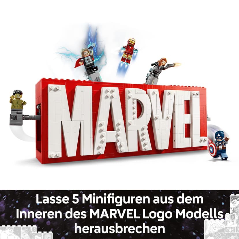 LEGO Marvel: MARVEL Logo & Minifigures - Super-Hero Building Toy with 5 Characters incl. Iron Man, Thor, Black Widow & Hulk - Avengers Gift for 12+ Year Old Boys, Girls & Teens 76313 - 3