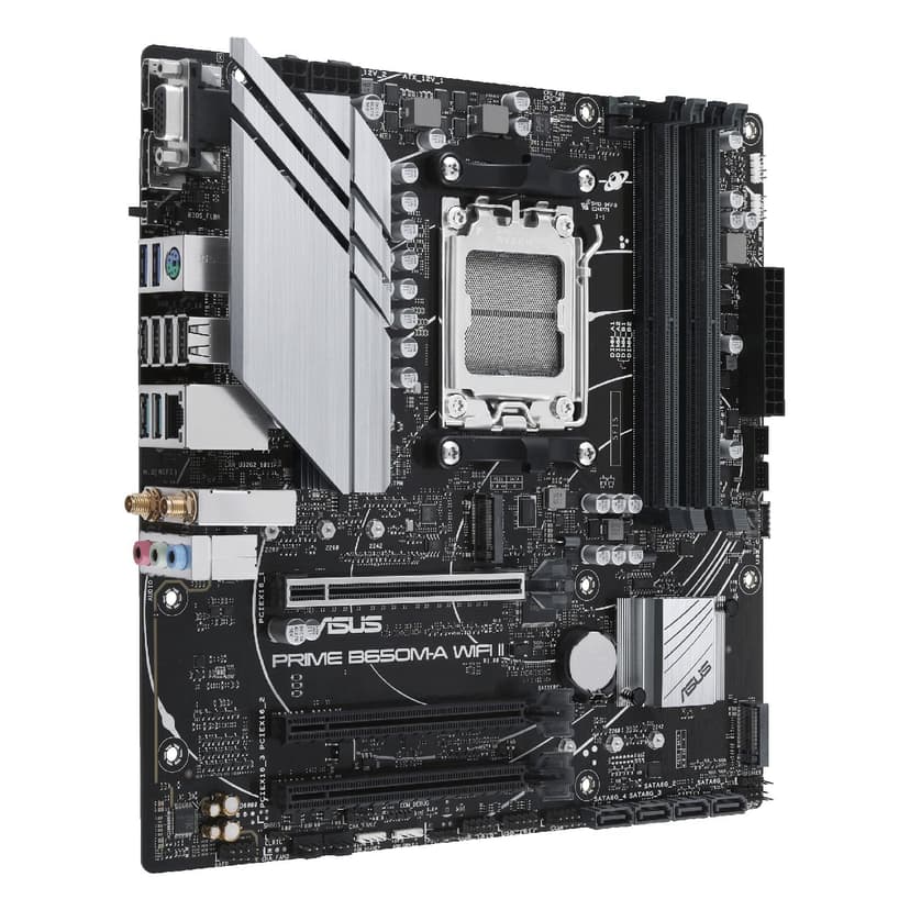 ASUS Prime B650M-A WiFi II AMD AM5 Micro-ATX Motherboard (DDR5, PCIe 5.0 M.2 support, 2.5Gb Ethernet, WiFi 6, DisplayPort, VGA, HDMI, SATA 6 Gbps, USB 3.2 Gen 2 ports, BIOS FlashBack, Arua Sync) - 8