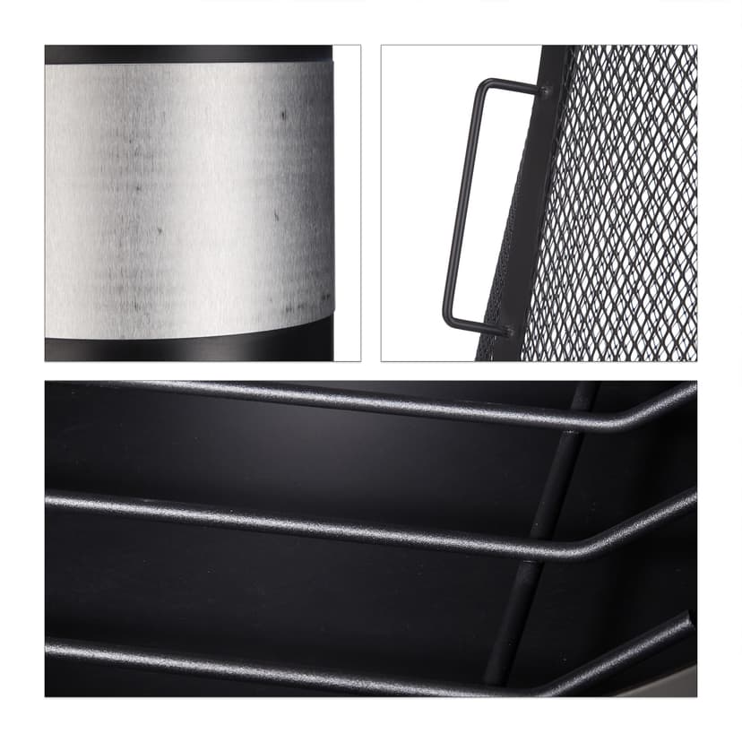 Relaxdays Cheminée de terrasse, avec Pare-étincelle, avec Grille et tisonnier, HxD : 120 x 47 cm, braséro Jardin, Noir - 8