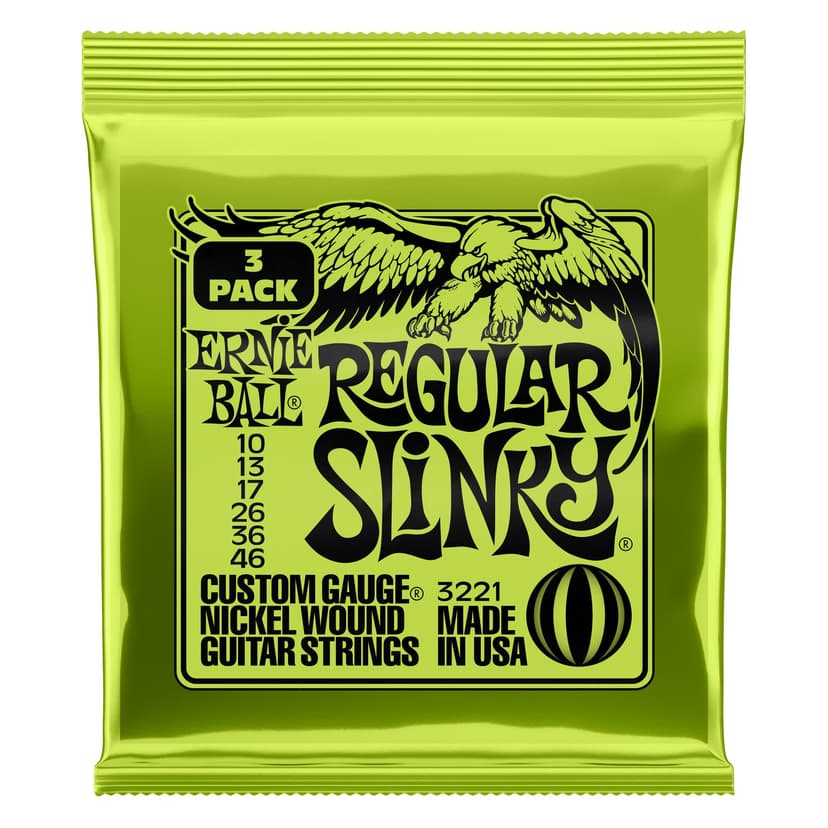 Ernie Ball Regular Slinky Nickel Wound Electric Guitar Strings 3 Pack - 10-46 Gauge - 1