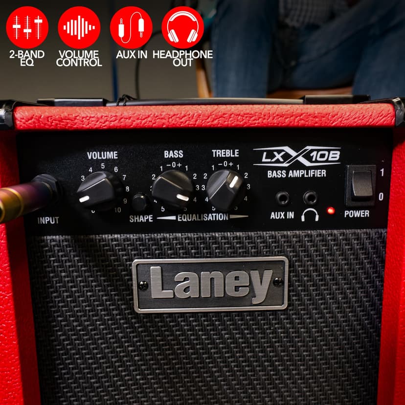 Laney LX10B LX Series - Bass Guitar Amp - 10 Watt - Red, LX10B-RED - 3