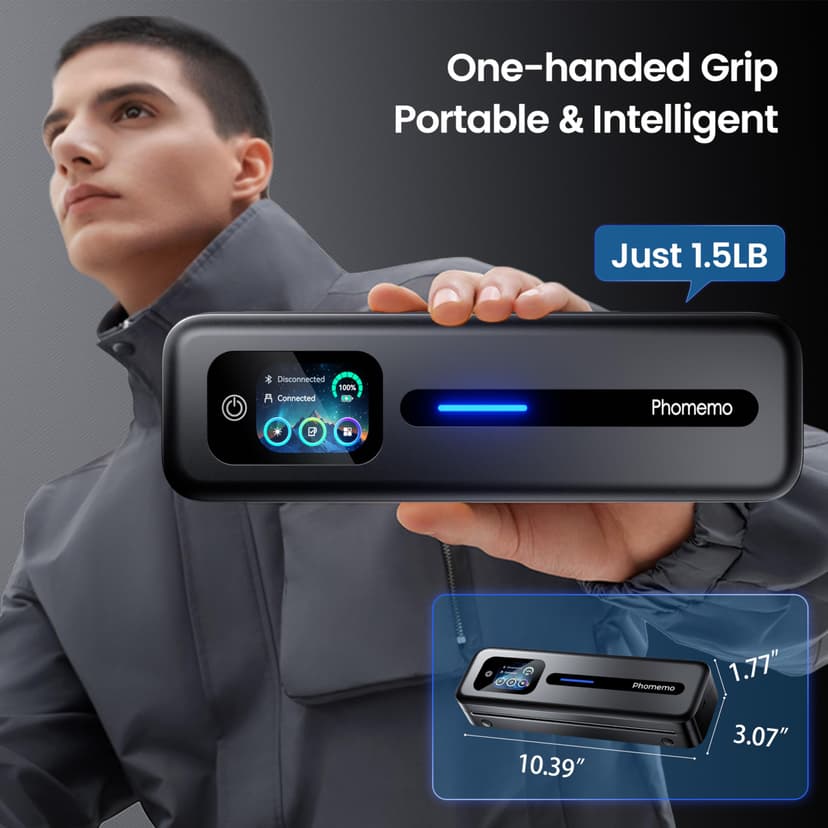 Phomemo M832D Portable Thermal Printer, A4 Touchscreen Bluetooth Inkless Printer for Home & Office, 300dpi Mobile Printers Compatible with Phone & Laptop, Wireless Printers for Business Trip, School - 5