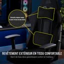 Corsair TC100 Relaxed Fauteuil Gaming - Tissu - Design Inspiré des Sports Automobiles - Coussin Lombaire - Coussin Repose-Nuque Détachable en Mousse à Mémoire de Forme - Noir - 4