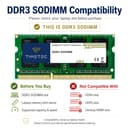 Timetec 8GB DDR3L / DDR3 1600MHz (DDR3L-1600) PC3L-12800 / PC3-12800(PC3L-12800S) Non-ECC Unbuffered 1.35V/1.5V CL11 2Rx8 Dual Rank 204 Pin SODIMM Laptop Notebook PC Computer Memory RAM Module Upgrade - 4