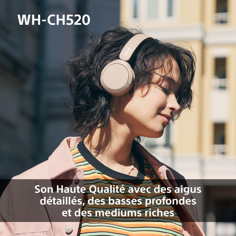 Sony WH-CH520 - Casque Bluetooth sans Fil, Multipoint, Micro intégré - jusqu'à 50 Heures d'autonomie et Charge Rapide - Noir - 3