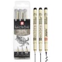 Sakura Pigma Micron Boîte de 3 stylos fineliners pigmentés - 10/12/Pinceau - Encre noire - 1