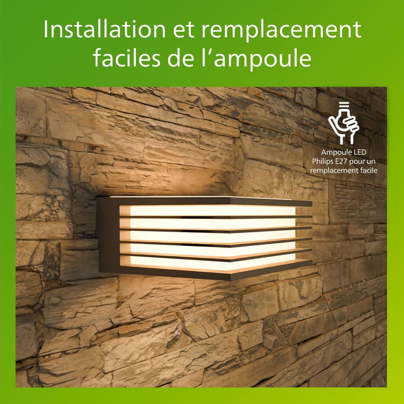 Philips myGarden Applique d'extérieur Shades, max. 15W, sans ampoule, E27, IP44 résistant aux intempéries, gris - 7
