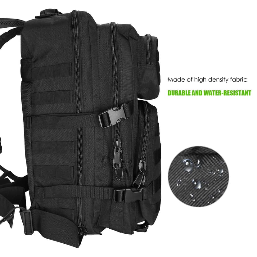 ProCase Military Tactical Assault Backpack Rucksacks, 40L Large Capacity MOLLE Army Pack Bag Go Bag, for Hiking Trekking Camping Travelling Climbing and Other Outdoor Activities –Black - 2