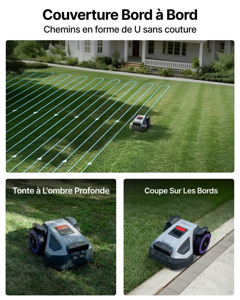 ANTHBOT M9 Robot Tondeuse sans Fil, NetRTK, 4G, 5000 mAh, Recommandé 1000 m², Maximum 1200 m², Pente de 24° (45%), Prend en Charge 2RTK Conçu pour Les Jardins Avant et Arrière - 6