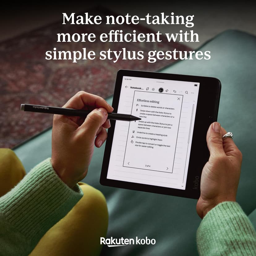 Kobo Stylus 2 | White | Mark Up, Write Notes and Make Highlights | Rechargeable via USB-C |Compatible with 7" Libra Colour eReader & Kobo Sage eReader - 5