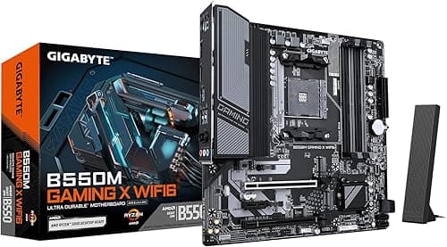 GIGABYTE B550M Gaming X WIFI6 Motherboard, Supports AMD AM4 Ryzen 5000 Processors, Micro-ATX, DDR4, 2X M.2, PCIe 4.0, WIFI6, 1GbE LAN, EZ-Latch