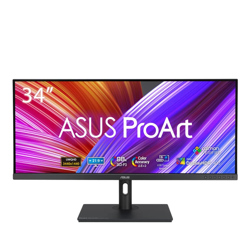 ASUS ProArt Display PA348CGV Professional Monitor – 34-inch, IPS, 21:9, UWQHD (3440 x 1440), Color Accuracy ΔE < 2, Calman Verified, 98% DCI-P3, USB-C, 120Hz, FreeSync Premium Pro, Ergonomic Stand - 1