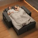 Xbro 2 Seater Convertible Sofa Bed 156 cm, Sofa with Storage and Adjustable Backrest 3 Positions, Compact Sofa for Living Room Studio Small Space, 156 x 74 x 84 cm (Dark Grey) - 7