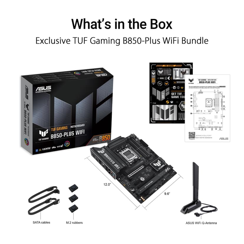 ASUS TUF GAMING B850-PLUS WIFI AMD ATX motherboard, 14+2+1 80A DrMOS power stages, DDR5, PCIe 5.0 Ready, 3xM.2 slots, Wi-Fi 7, Realtek 2.5Gb Ethernet, DisplayPort, HDMI, USB 20Gbps Type-C, Aura Sync - 6