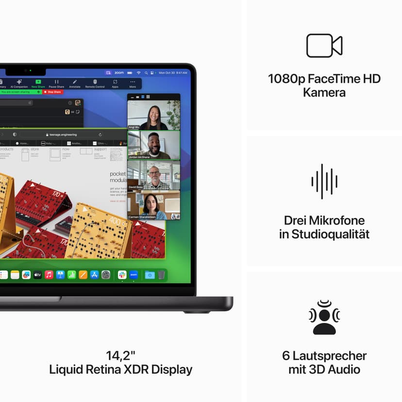 Apple 2023 MacBook Pro Laptop M3 Pro Chip mit 12‑Core CPU, 18‑Core GPU: 14,2" Liquid Retina XDR Display, 18 GB gemeinsamer Arbeitsspeicher, 1 TB SSD Speicher. Funktioniert mit iPhone, Space Schwarz - 4