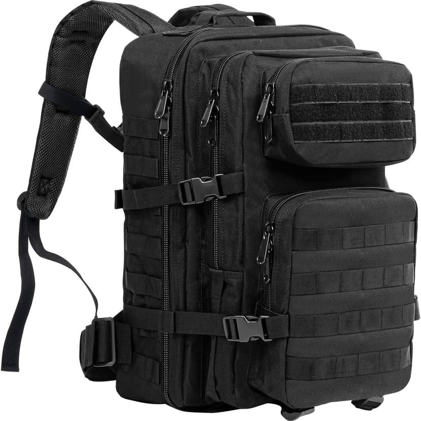 ProCase Military Tactical Assault Backpack Rucksacks, 40L Large Capacity MOLLE Army Pack Bag Go Bag, for Hiking Trekking Camping Travelling Climbing and Other Outdoor Activities –Black - 1