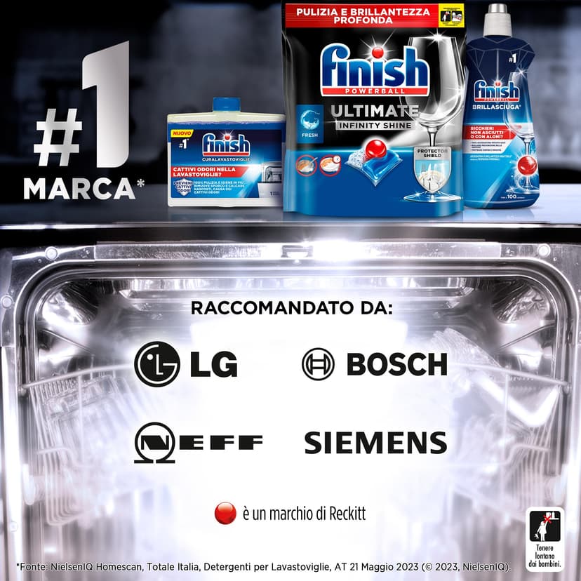 Finish Ultimate Infinity Shine Dishwasher Tablets Lemon, Unbeatable Against Tough Stains, 160 Capsules - 5