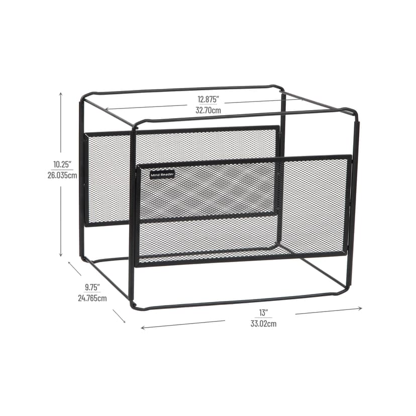 Mind Reader, portadocumenti da appendere, organizer da scrivania, per riporre oggetti, ufficio, rete metallica, 13" L x 9,75" L x 10,25" H, nero - 3