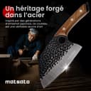 Matsato Couperet de Cuisine Professionnel – Couteau Hachoir en Acier Inoxydable avec Poignée en Bois Carbonisé, Lame de Précision pour Découpe Viande, Volaille, Légumes et Os - 6