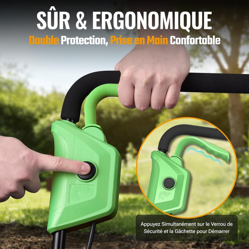 WORKPROX Motobineuse Électrique sans Fil 40V, Largeur 30 cm, Profondeur 20 cm, Batteries 2×4000 mAh, Guidon Pliable, Roues 4 Positions, Compacte et Silencieuse pour Jardin, Potager et Verger - 5