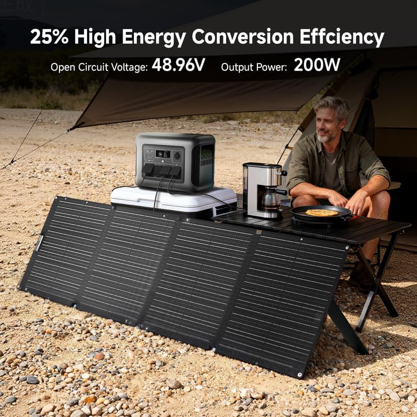 ALLPOWERS SE200 200W Portable Solar Panel for S2000 PRO R600 R1500 LITE R2500 V2 R4000 Power Station, Foldable Monocrystalline Solar Cell Solar Charger Solar Kit for RV Van Outdoor Off-Grid - 2