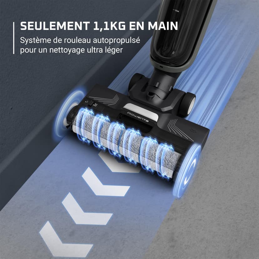 Rowenta X-Clean 4 Aspirateur Balai Laveur sans Fil, Aspiration et Lavage Puissant, Intelligent, Autonomie 50min, Autonettoyage GZ5036WO, Gris - 6