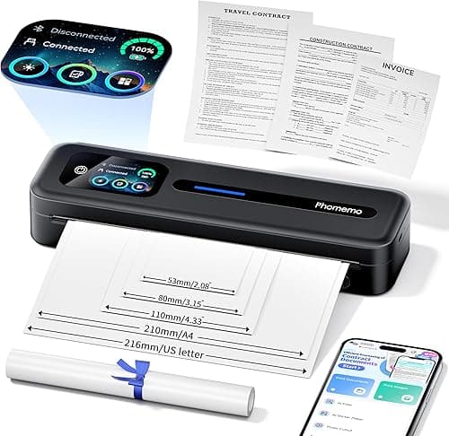 Phomemo M832D Portable Thermal Printer, A4 Touchscreen Bluetooth Inkless Printer for Home & Office, 300dpi Mobile Printers Compatible with Phone & Laptop, Wireless Printers for Business Trip, School