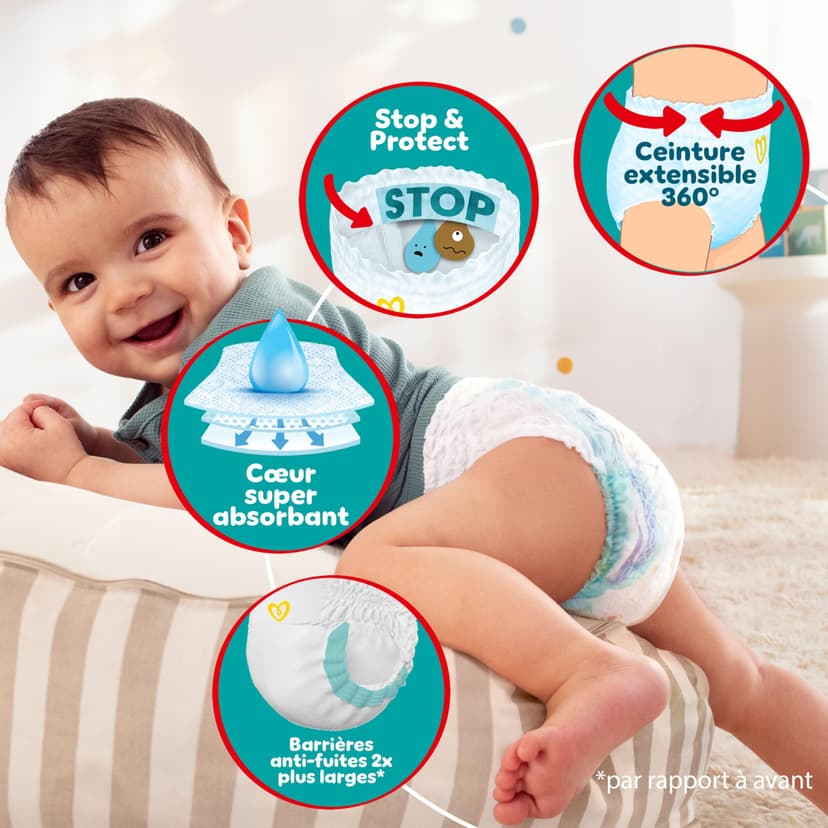 Pampers Baby-Dry Pants, Taille 5, 160 Couches-Culottes, 12-17kg, Maintien 360° Contre Les Fuites Avec Une Poche Stop & Protect Pour Une Nuit Jusqu'à 100% Sans Fuites, Pack 1 Mois - 4