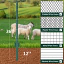 sptchapn 91cm / 3ft Strong and Durable Metal Fence Post, Pack of 5 for Garden Patio and Outdoor Wires U-Fence Post Green T-Posts (5) - 2