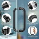 Ranbo Shower Glass Door Handle, 203mm (8 Inch) Hole Centres, Matt Black, 304 Stainless Steel, 1.0mm Thick Tube, Fits 6–12mm (1/4"–1/2") Glass, for Bathroom Door Installation or Replacement. - 3