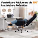 UEV Ergonomic Office Chair with Footrest up to 226 kg, Folding Armrests, Thick Seat Padding, Adjustable Headrest, Desk Chair for Tailor Seat, Computer Chair, Swivel Chair, Home Office, Black - 4