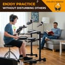 CAHAYA Batterie Électronique Kit Débutants – Avec Tabouret, Cymbales Double Déclencheur & Grosse Caisse Double Déclencheur, Peaux Maillées Silencieuses, 350 Sons, USB/MIDI & Casque, Portable - 6