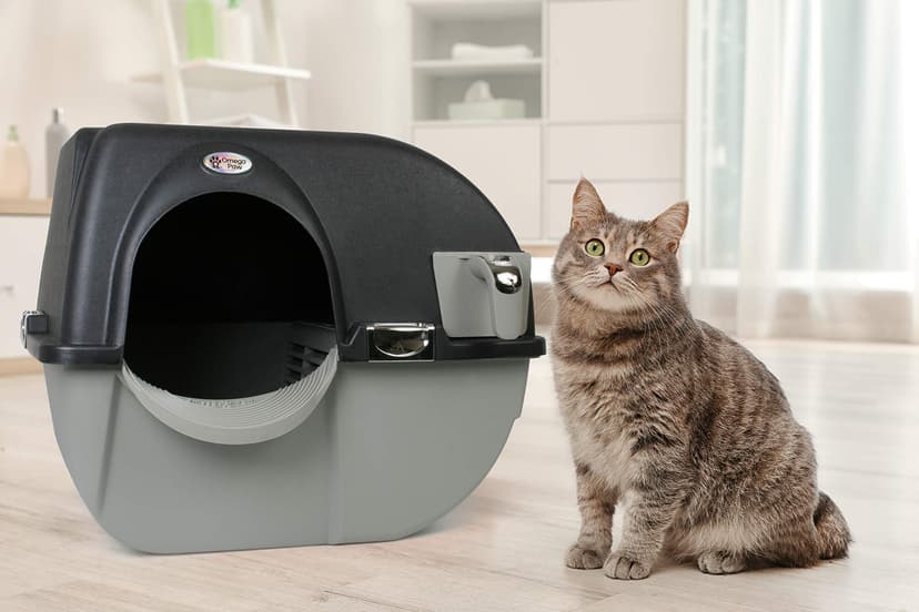 Omega Paw Elite Self Cleaning Roll 'n Clean Litter Box, Midnight Black, Large (EL-RA20-1) - 4