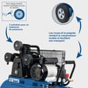Scheppach Compresseur à air HC550TC – 400 V – 3000 W / 3 PS – Tri-cylindres – Cuve 100 L – 10 bar – Entraînement par courroie – Puissance d'aspiration 550 L/min – Transport facile - 7