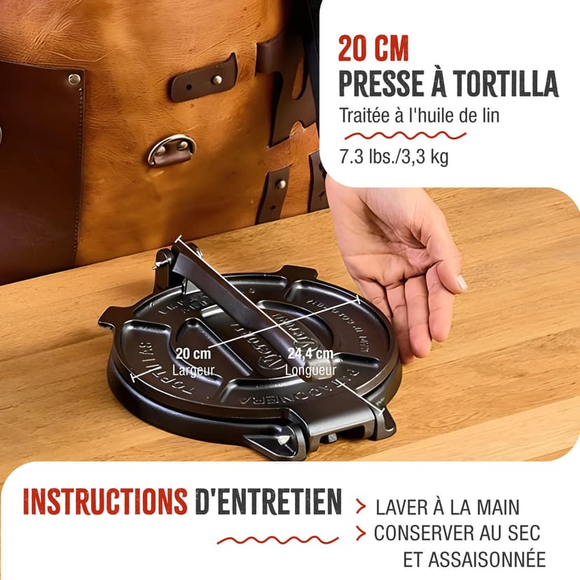 Victoria Presse à Tortilla pour Tortillas Mexicaines en Fonte HD Pré-assaisonnée, 20cm, Pataconera Colombienne Professionnelle pour Tacos, Arepas, Quesadillas, Empanadas, Patacones, Roti Maker - 4