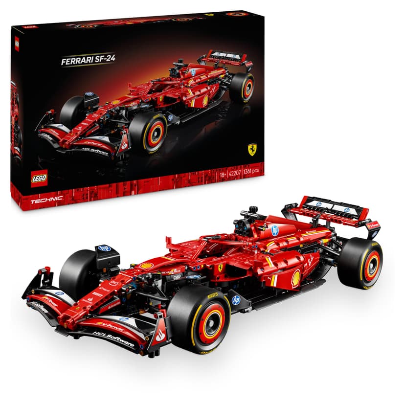 LEGO Technic F1 Ferrari SF-24 - Maquette de Voiture de Course Collector à Échelle 1/8 - Décoration - Inclut Moteur V6, Boîte de Vitesses, DRS et Volant - Idée de Cadeau pour la Fête des Pères 42207 - 1