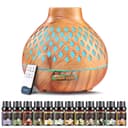 AESHORY Diffuseur d'huiles Essentielles 550ML, Diffuseur de Parfum avec 12x5ML Huiles Essentielles, Humidificateur Ultrasonique avec 7 Couleurs Lumières LED, Arrêt Automatique, pour Maison, Yoga, Spa - 1