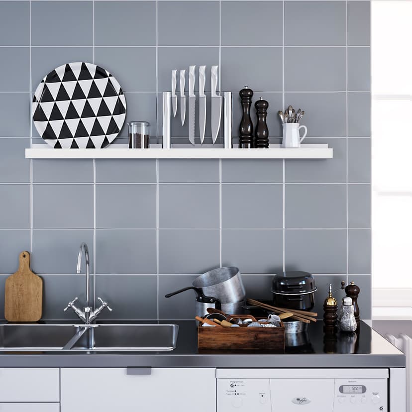 SONGMICS Floating Shelves Set of 2, Wall Shelves Ledge, 10 x 80 cm, for Picture Frames and Books, Living Room, Hallway, Bedroom, Bathroom, Kitchen, Office, White LWS080W01 - 2