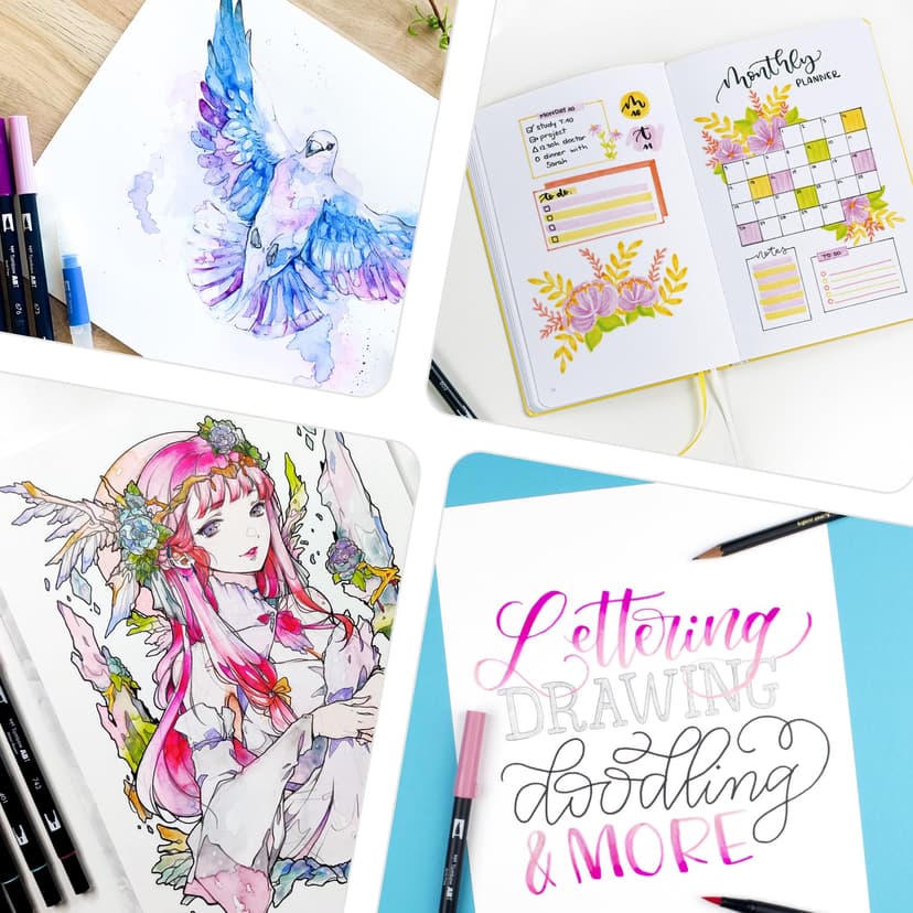 Tombow ABT-18P-5 Dual Brush Pen Lot de 18 Feutres pinceau à deux pointes Couleurs Pastels - 5