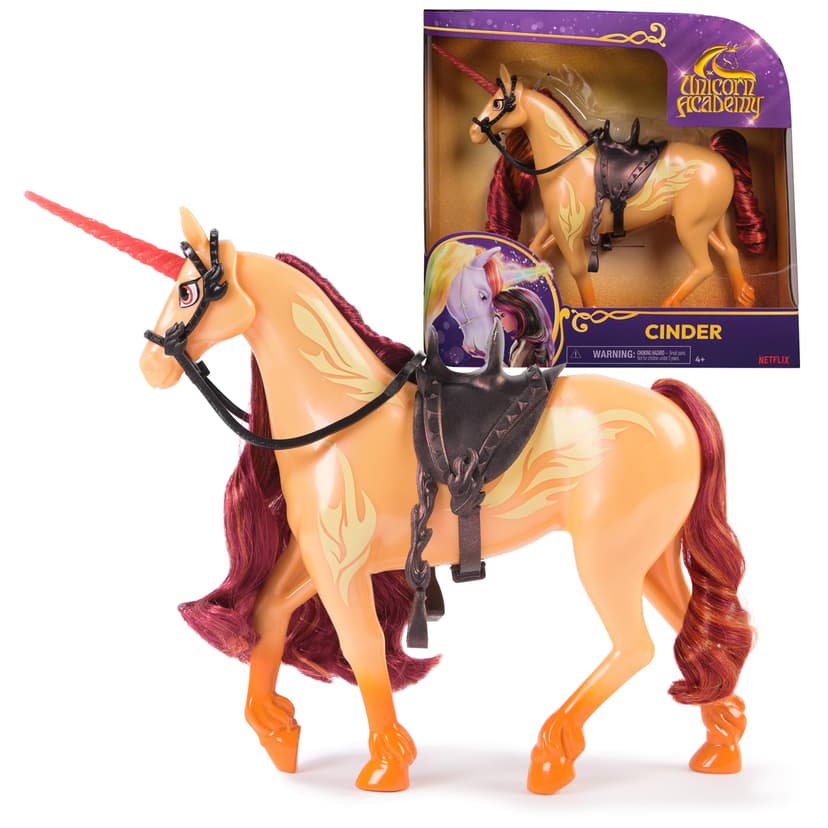Unicorn Academy, Cinder Unicorn with Head Movement, 2 Riding Accessories, 27.9cm, Compatible with Valentina Fashion Doll, Dolls and Unicorn Toys for Girls - 1