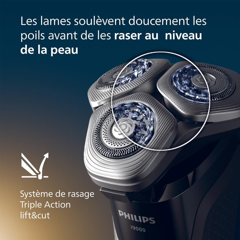 Philips Rasoir i9000, Rasoir électrique sec et humide, Noir encre, Avec technologie Skin IQ, Système Triple Lift & Cut, Lame Dual SteelPrecision rotative à 360°, Modèle X9000/10 - 3