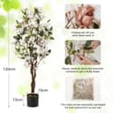 GIANTEX 120cm Tall Artificial Bougainvillea Fake Bougainvillea Tree in Pot with Open Flowers and Realistic Branches, Decorative Plant for Entryway, Living Room, Office (White, 1) - 3