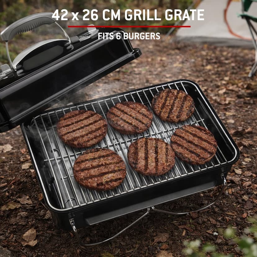 Weber Barbecue au Charbon Go‑Anywhere/Portable, Pieds repliables, Design Compact pour Le Camping et Les Pique‑niques, revêtement Durable, contrôle du Flux d'air, Surface de Cuisson 42 x 26 cm, Noir - 8
