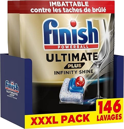Finish Ultimate Plus Infinity Shine Pastilles Lave-Vaisselle, Propreté Intense & Brillance Étincelante, 146 Capsules