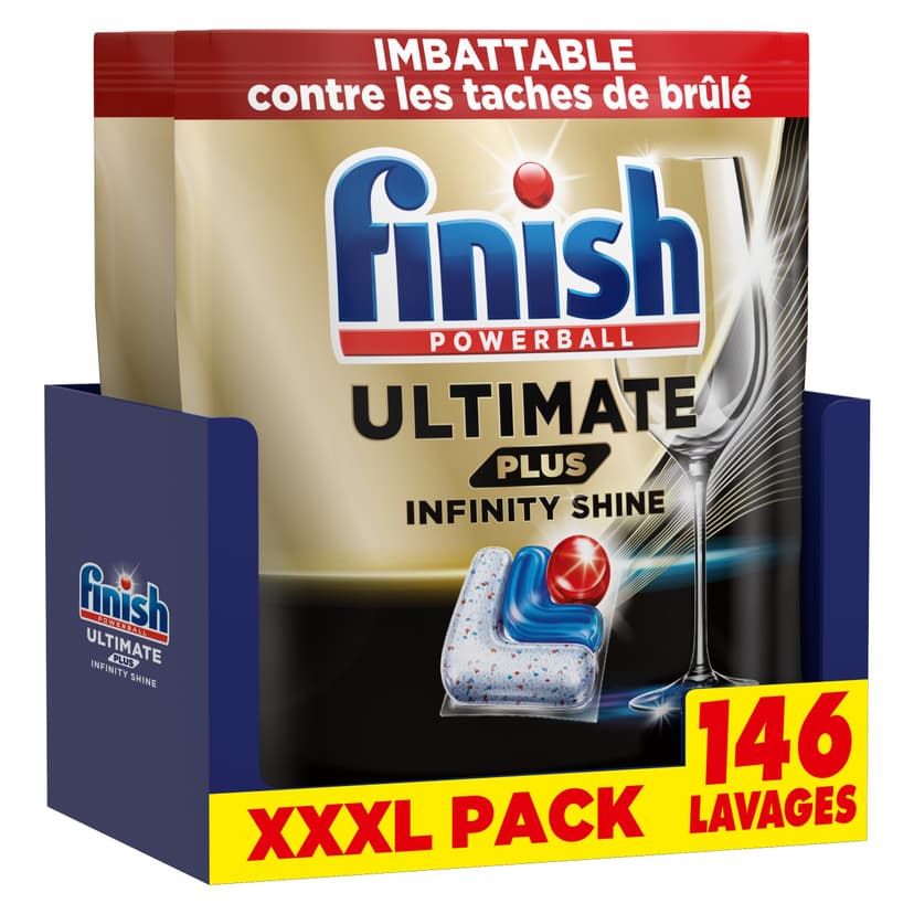 Finish Ultimate Plus Infinity Shine Pastilles Lave-Vaisselle, Propreté Intense & Brillance Étincelante, 146 Capsules - 1