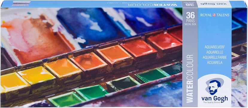 Van Gogh Set de peinture aquarelle, boîte métal, 36 demi-pans - 1